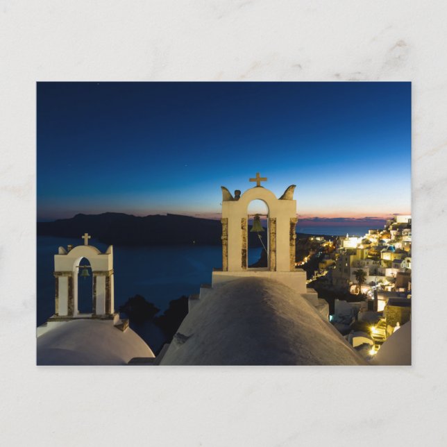 Santorini - kyrkan i Oia vid vykort (Framsida)