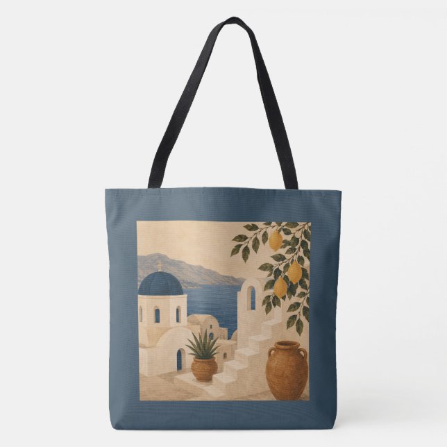 Santorini Lemon Tree Tote Bag Tygkasse (Framsida)