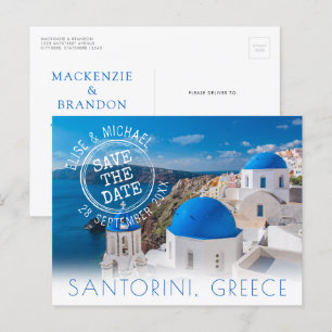 Santorini-målbröllop Spara datum Meddelande Vykort