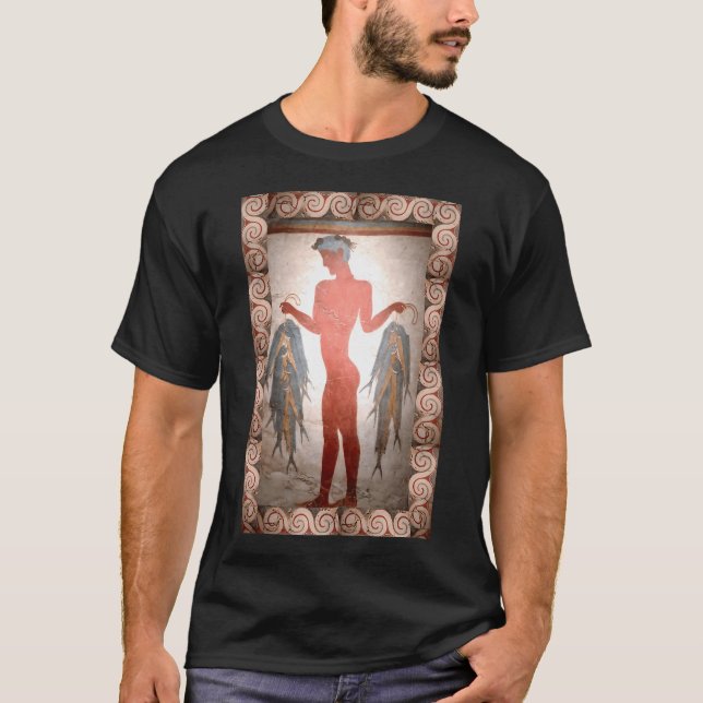 Santorini Man med fisk T Shirt (Framsida)