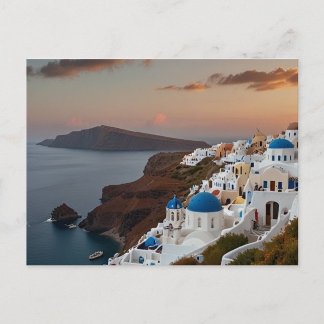 Santorini med Sea Postcard Helg Vykort (Framsida)