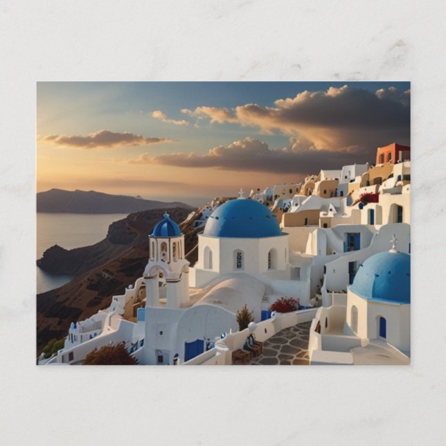 Santorini med Sea Postcard Helg Vykort (Framsida)