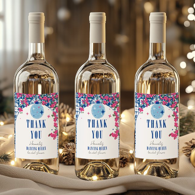 Santorini Musikalisk Bougainvillea bröllopsdusch Vinflaska Etikett (Skapare uppladdad)