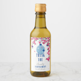 Santorini Musikalisk Bougainvillea bröllopsfest Vinetikett