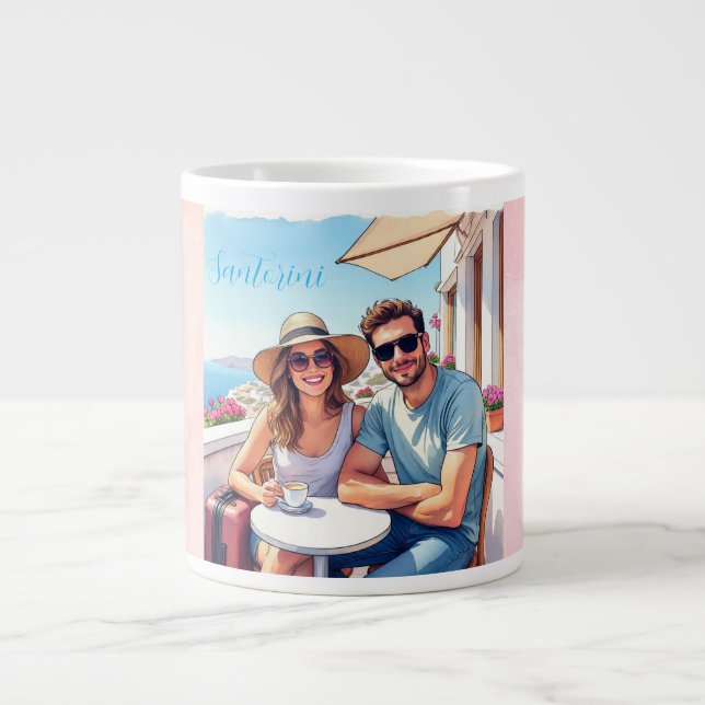 Santorini, när en Manar kärlek a Women Jumbo Mugg (Framsidan)