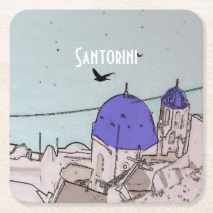 Santorini nätt grekisk ö underlägg papper kvadrat