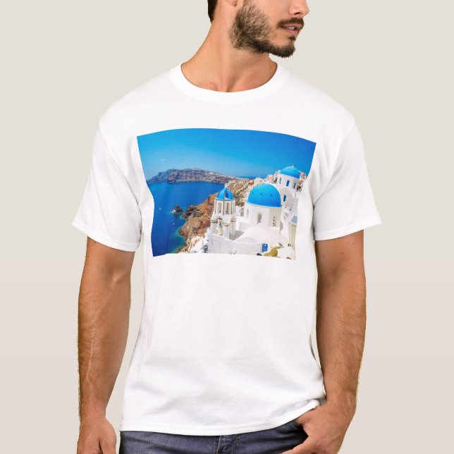 Santorini ö - Caldera, Grekland T Shirt (Framsida)