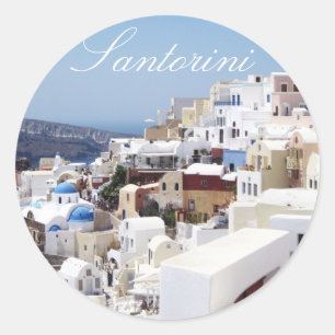 Santorini ö Grekland Runt Klistermärke