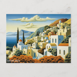 Santorini-ö Oljemålning Grekland Resa Konst Vykort