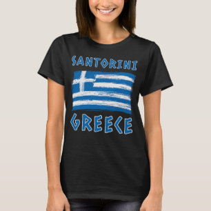 Santorini och Flagga av Greklands kvinnocentrum T Shirt