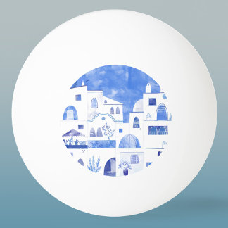 Santorini Oia Grekiska ön Watercolor Townscape Pingisboll
