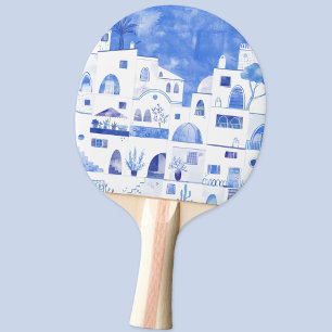 Santorini Oia Grekiska ön Watercolor Townscape Pingisracket