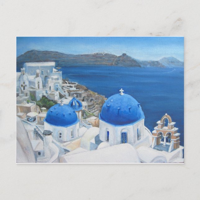 Santorini Oia oljemålning Vykort (Framsida)