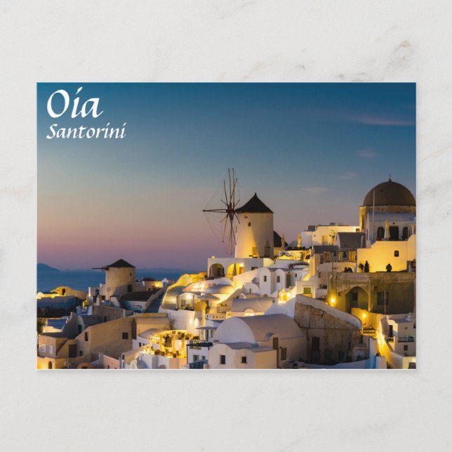 Santorini - Oias kommun vid vykort (Framsida)