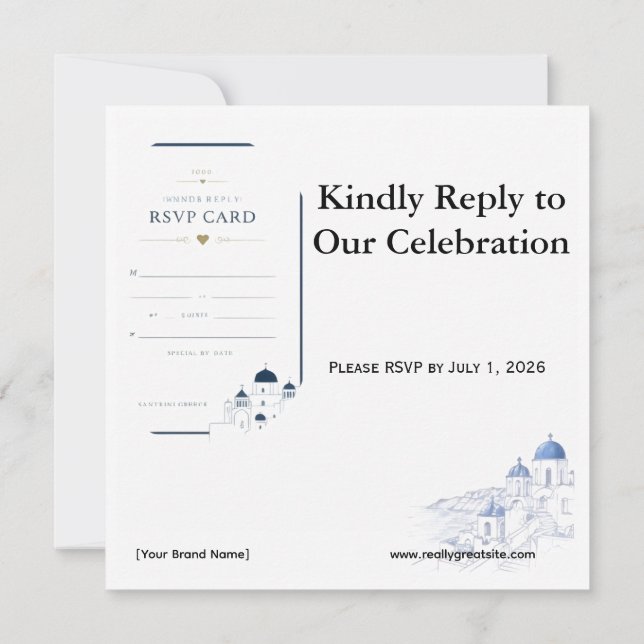 Santorini Ombordstigningskort RSVP-kort (Baksida)