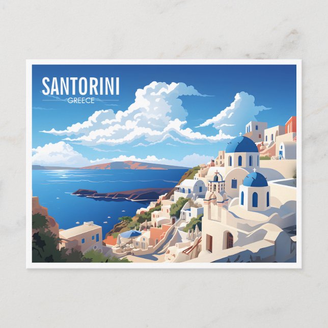 Santorini-ön i Grekland Travel Vykort (Framsida)