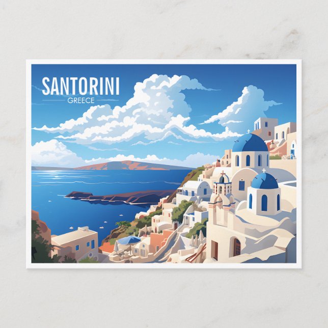 Santorini-ön i Grekland Travel Vykort (Framsida)