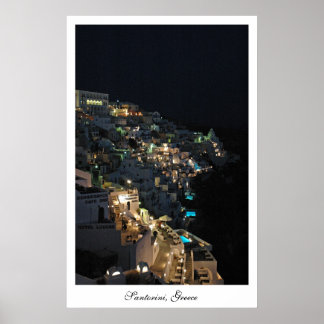 Santorini på natten poster