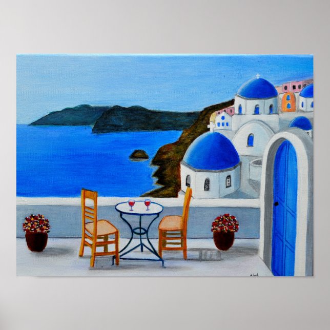 Santorini Painting Poster (Framsidan)