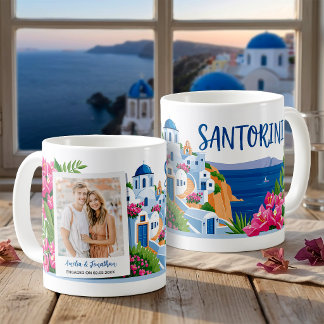 Santorini-resa foto & namn Personligt gåva Kaffemugg
