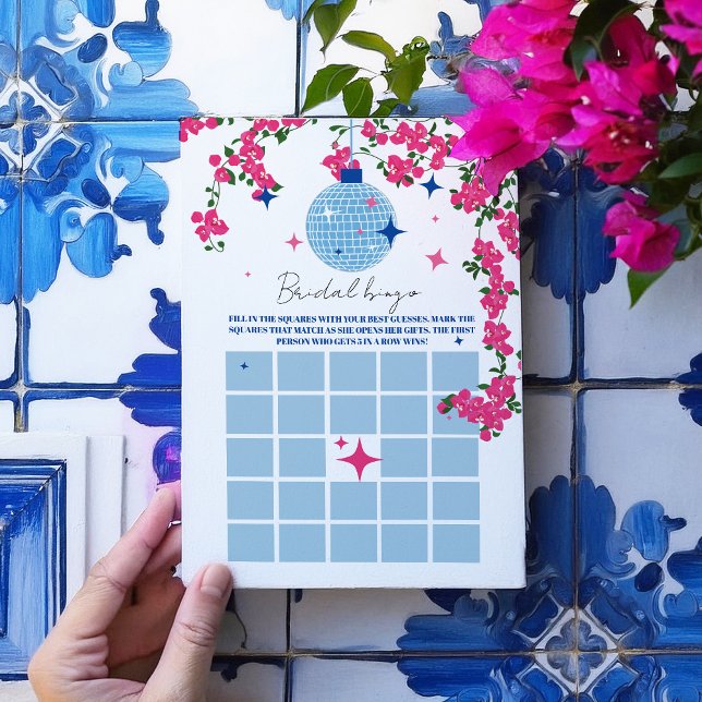 Santorini Rosa möhippa bingo Game Card Inbjudningar (Skapare uppladdad)