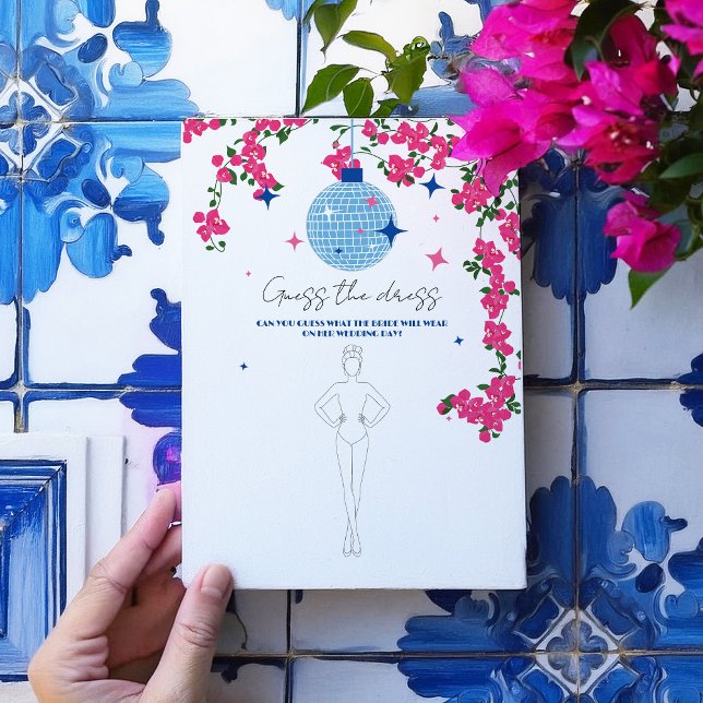 Santorini Rosa möhippa Gissa  för klänningsspel Inbjudningar (Skapare uppladdad)