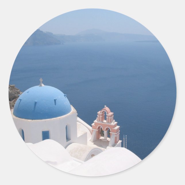 Santorini Runt Klistermärke (Framsida)
