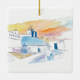 Santorini-scen Keramisk Ornament