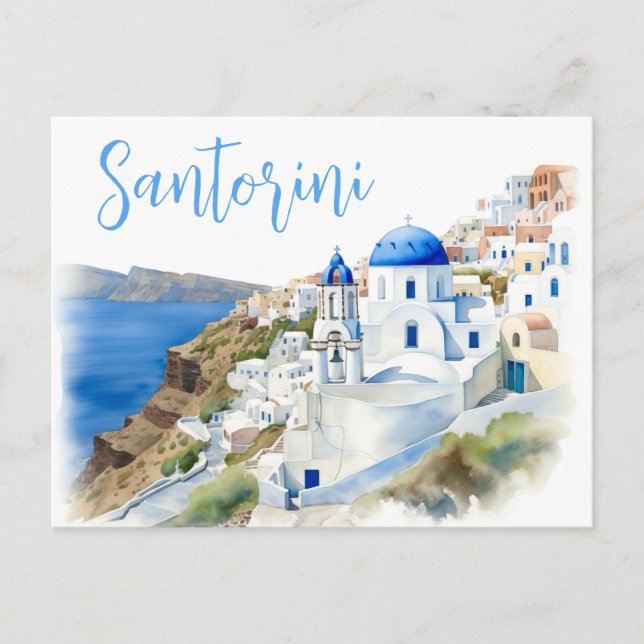 Santorini Serenity: där Himmel sammanträder i have Vykort (Framsida)