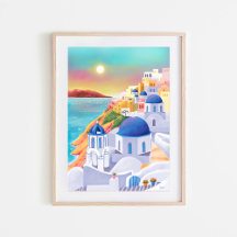Santorini Skriv ut grekiska Art Skriv ut Europe Tr