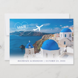 Santorini Skyline Destination Wedding Travel Theme Spara Datumet