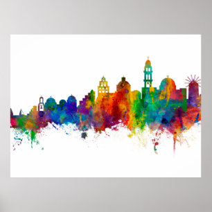 Santorini Skyline Poster
