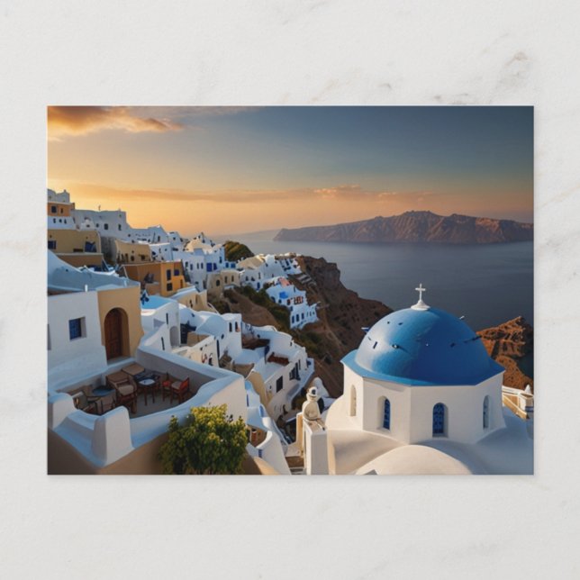 Santorini Solnedgång Bliss Vykort (Framsida)
