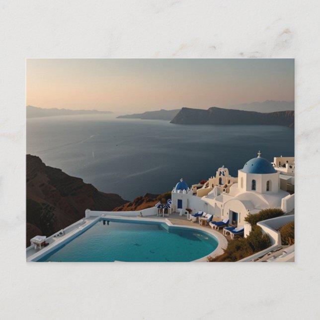Santorini Solnedgång Bliss Vykort (Framsida)