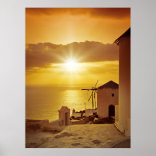 Santorini solnedgång poster