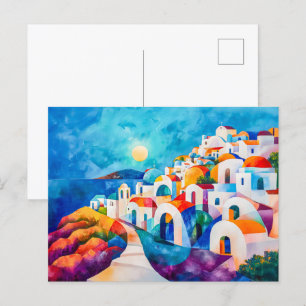 Santorini stig till havet helg vykort