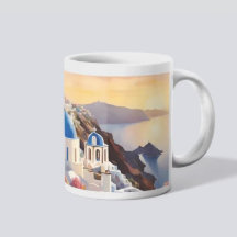 Santorini Stunning Watercolor Art på Mugg