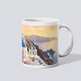Santorini Stunning Watercolor Art på Mugg