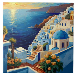 Santorini Sunrise - Grekland - byn Grekiska öarna Kakelplatta