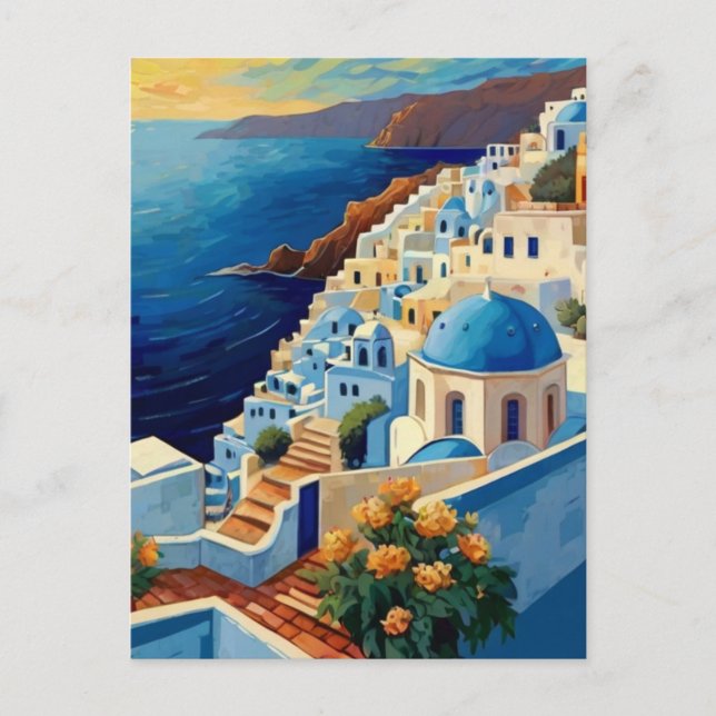 Santorini Sunrise - Grekland - byn Grekiska öarna Vykort (Framsida)