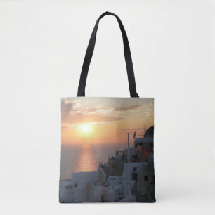 Santorini Sunset All over Print Tote Bag Tygkasse