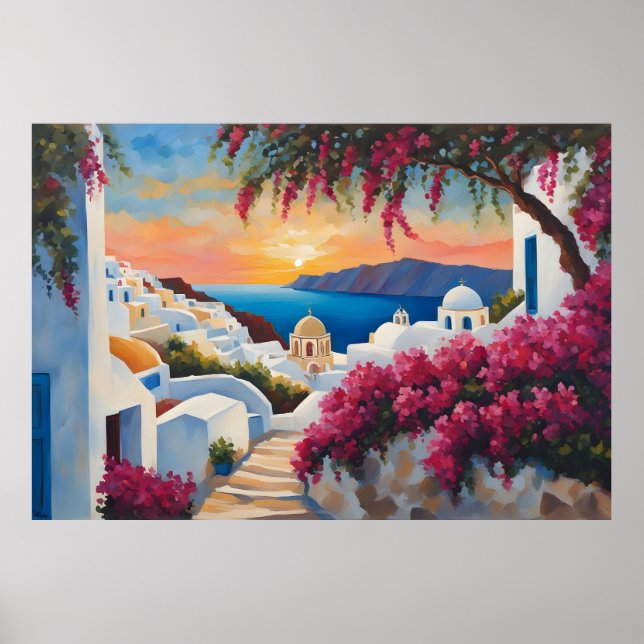 Santorini Sunset Bliss Poster (Framsidan)
