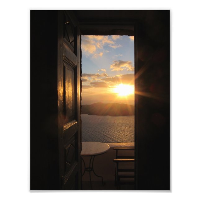Santorini Sunset Fototryck (Framsidan)