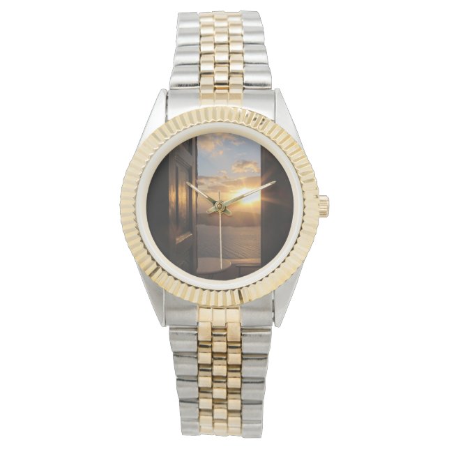 Santorini sunset genom dörren armbandsur (Framsida)