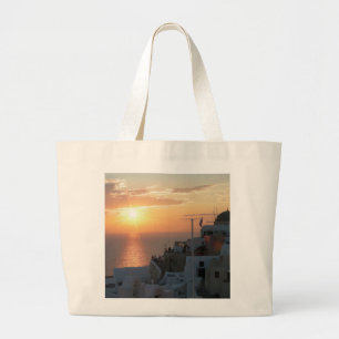 Santorini Sunset Jumbo Tote Tygkasse