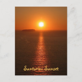 Santorini Sunset med text - Grekiska ön Vykort