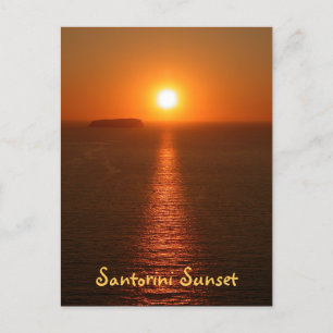 Santorini Sunset med text - Grekiska ön Vykort