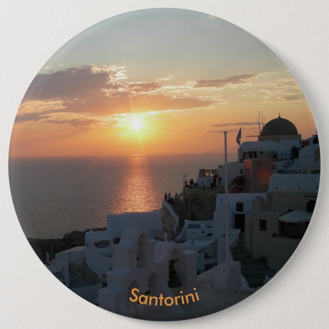 Santorini Sunset Round Button Knapp (Framsida)