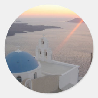 Santorini Sunset Runt Klistermärke