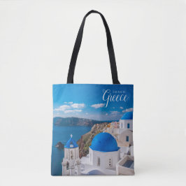 Santorini Tote Greece Thmet Bag Souvenir Tygkasse
